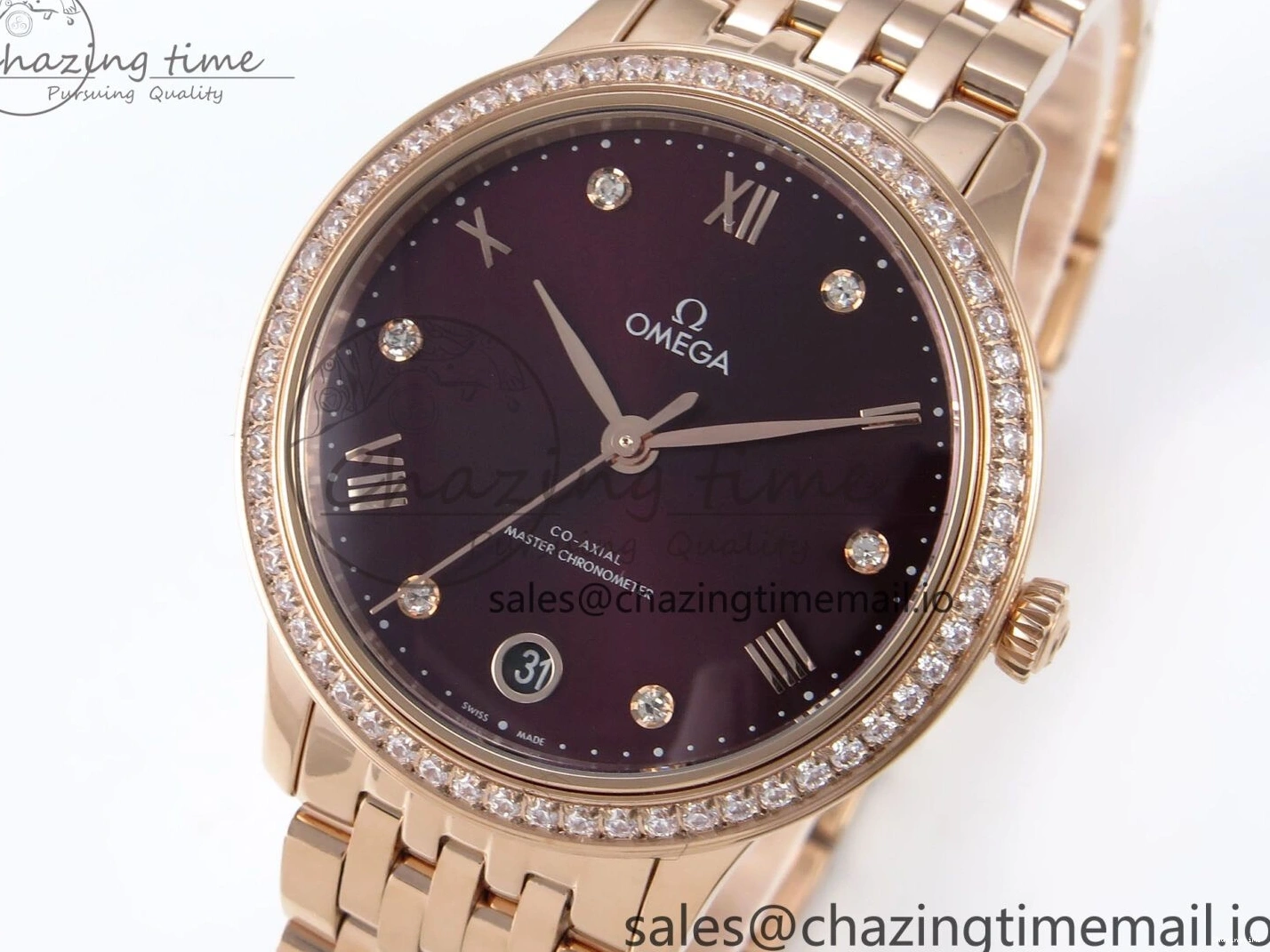 0205 De Ville Prestige Ladies RG VSF 1:1 Best Edition Brown Diamonds Dial on RG Bracelet A Sophisticated 7681